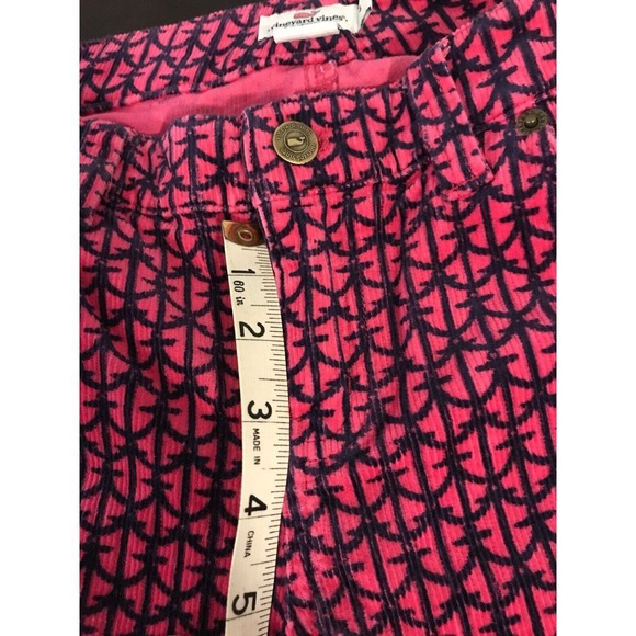VINEYARD VINES Hot Pink/Navy Anchor Corduroy Slim Straight Ankle Pants - Size 4 - Picture 12 of 13